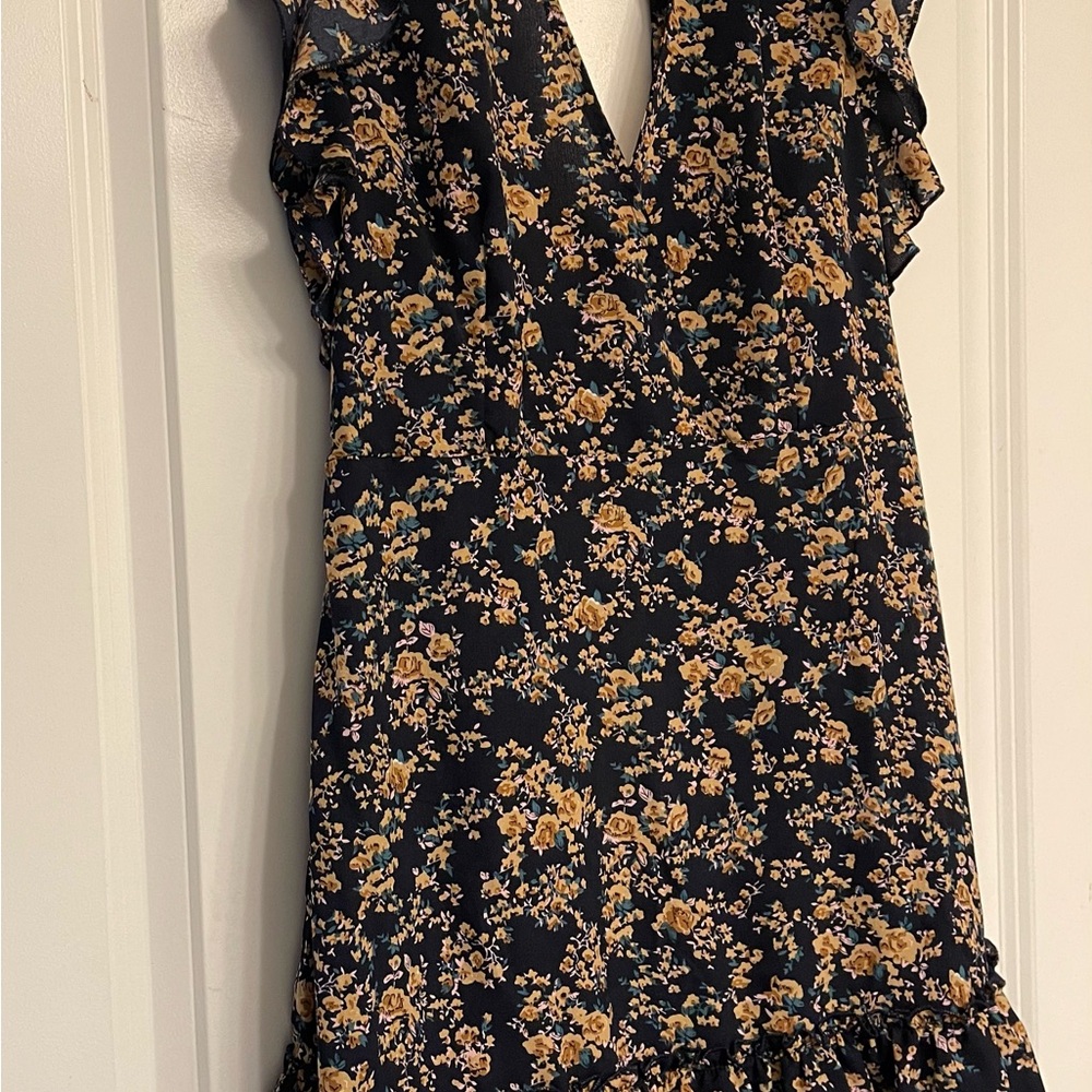 SHEIN Black and Yellow Floral Mini Dress